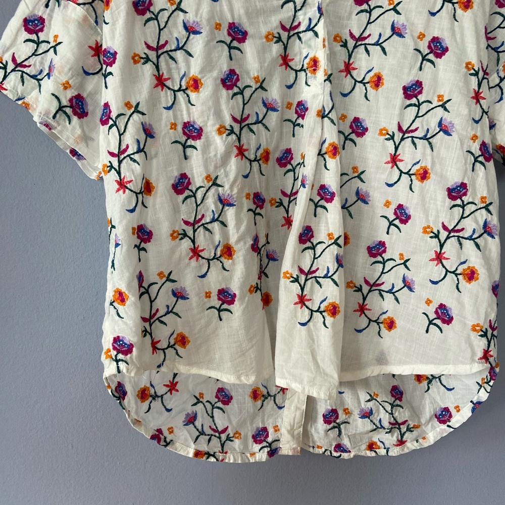 Anthropologie Floral Blouse - White, Purple, Orange - Picture 5 of 10